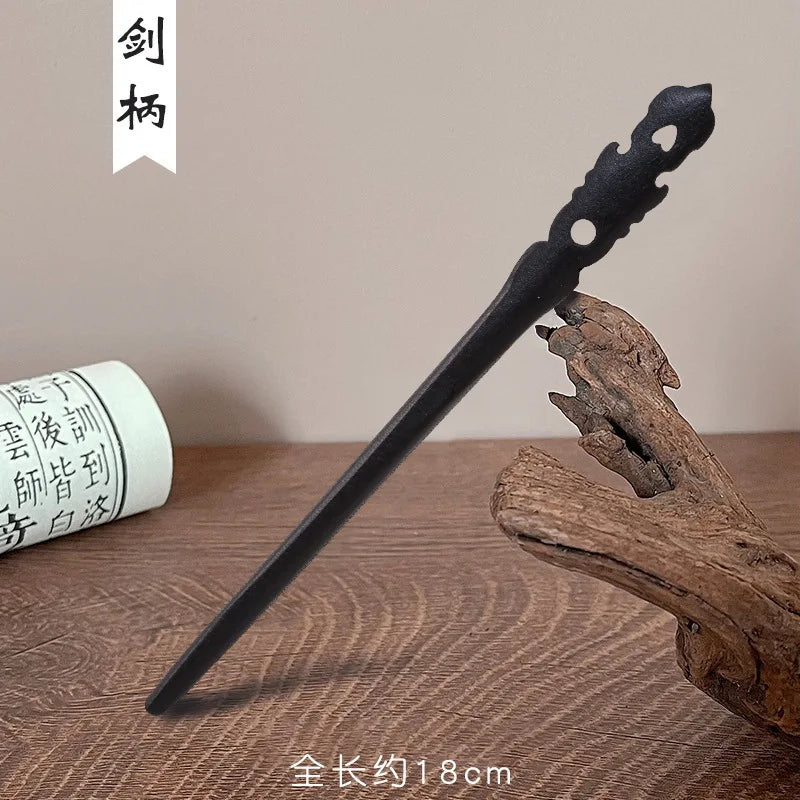 Vintage wooden hair clip black easy to twist hairpin ethnic clothing hanfu accessories girl - 9