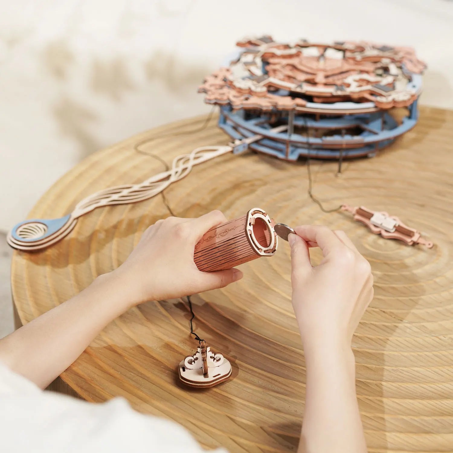 Robotime 3d wooden puzzle gift for kids adults mechanical design diy wall quartz clock crafts hobbies room decoration