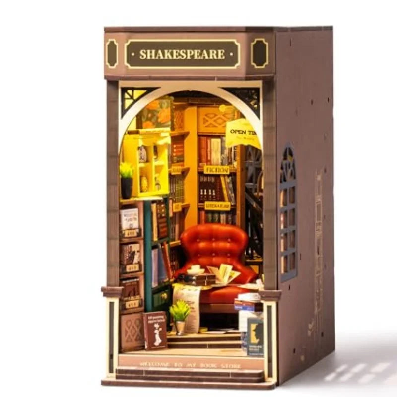 Robotime rolife diy book nook wooden miniature doll house for bookshelf insert furniture - tgb07 bookstore / united
