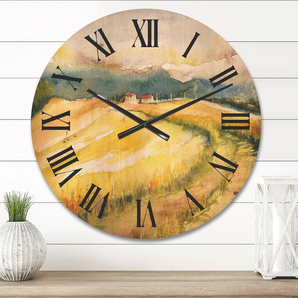 Country wood wall clock rustic decor natural pine artwork ready to hang includes battery unique home accent - united