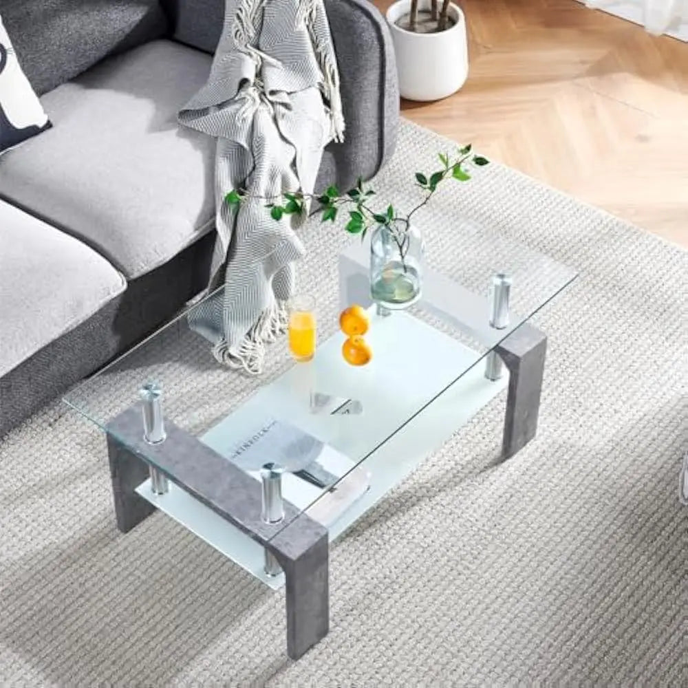 39.5 * 23.5 17.5 living room rectangle coffee table tea suitable for waiting side w/wooden leg - grey marble / united