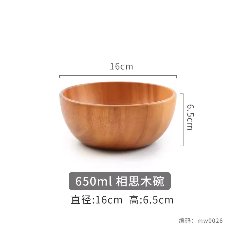 Home wooden bowl japanese acacia salad large kneading tableware - 16x6.5cm