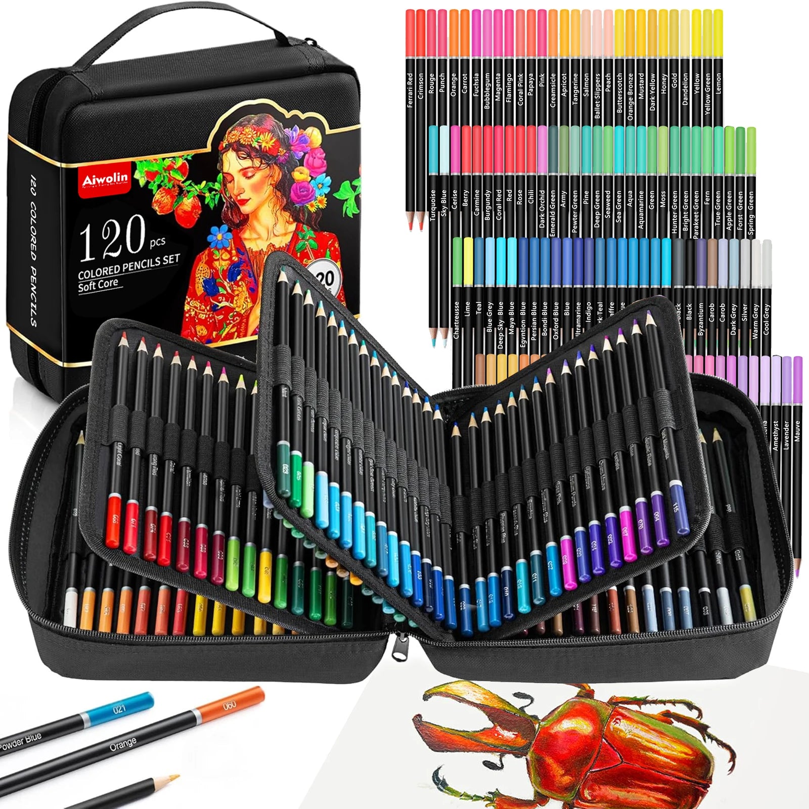 120 colored pencils professional vibrant artists coloring for drawing sketching blending shading soft core oil based