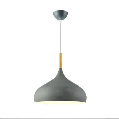 Nordic colored chandelier wooden pendant light bedroom living room led lamp single head aluminum children lighting