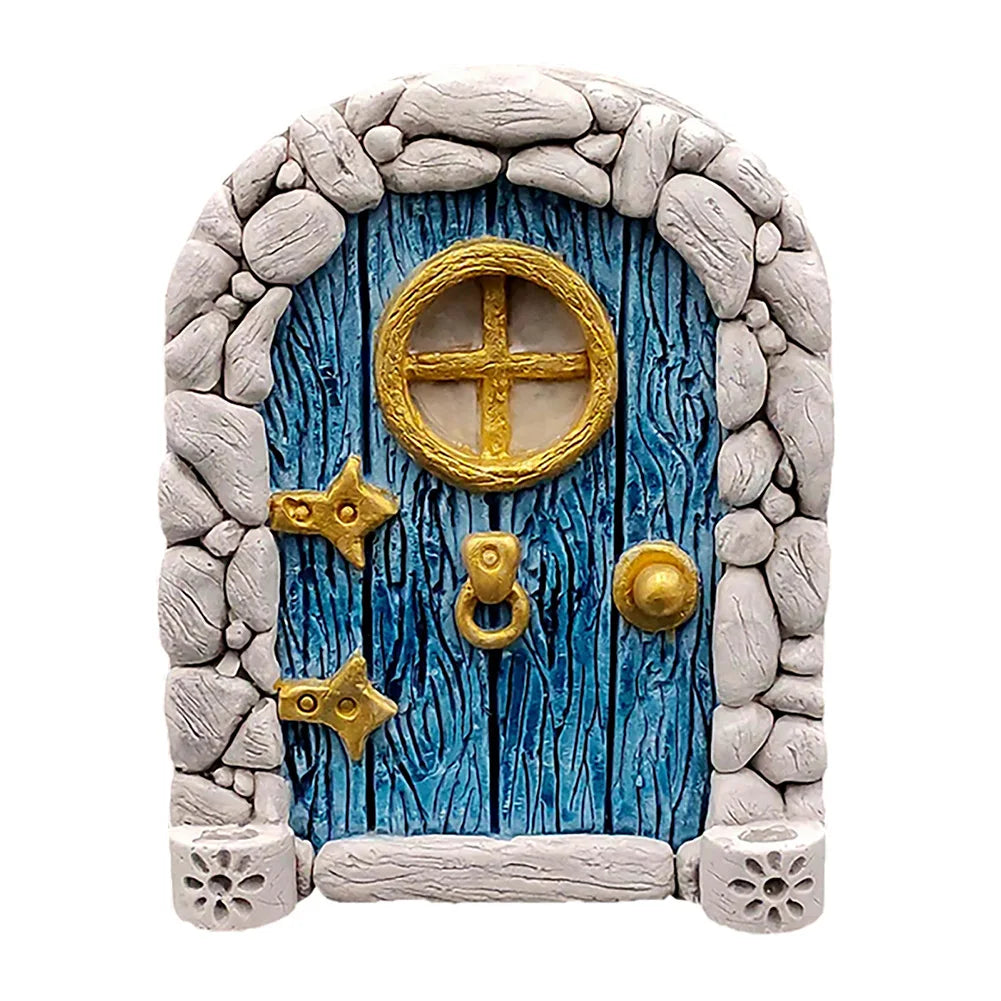 Fairy door sculpture wooden elf ornament creative dollhouse for trees garden decor - decorative