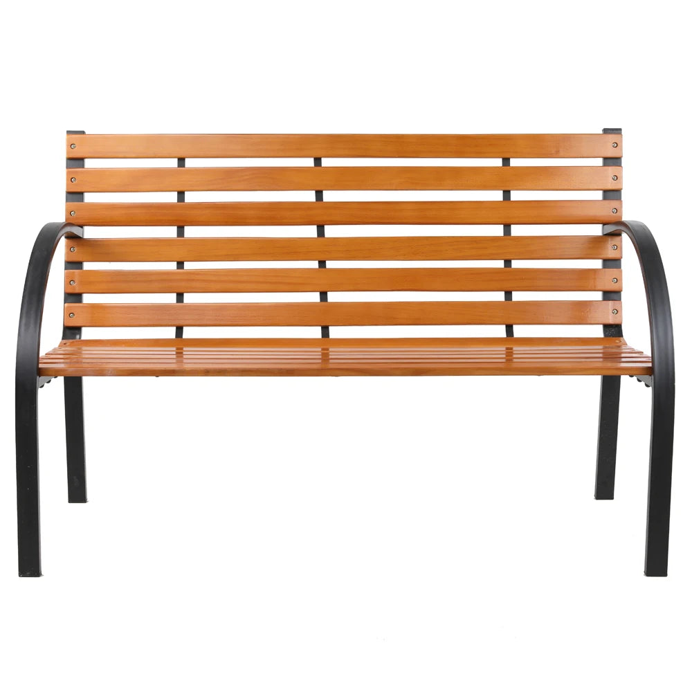48’’ hardwood slotted steel cast iron frame outdoor patio garden bench park seat classic design blend perfectly