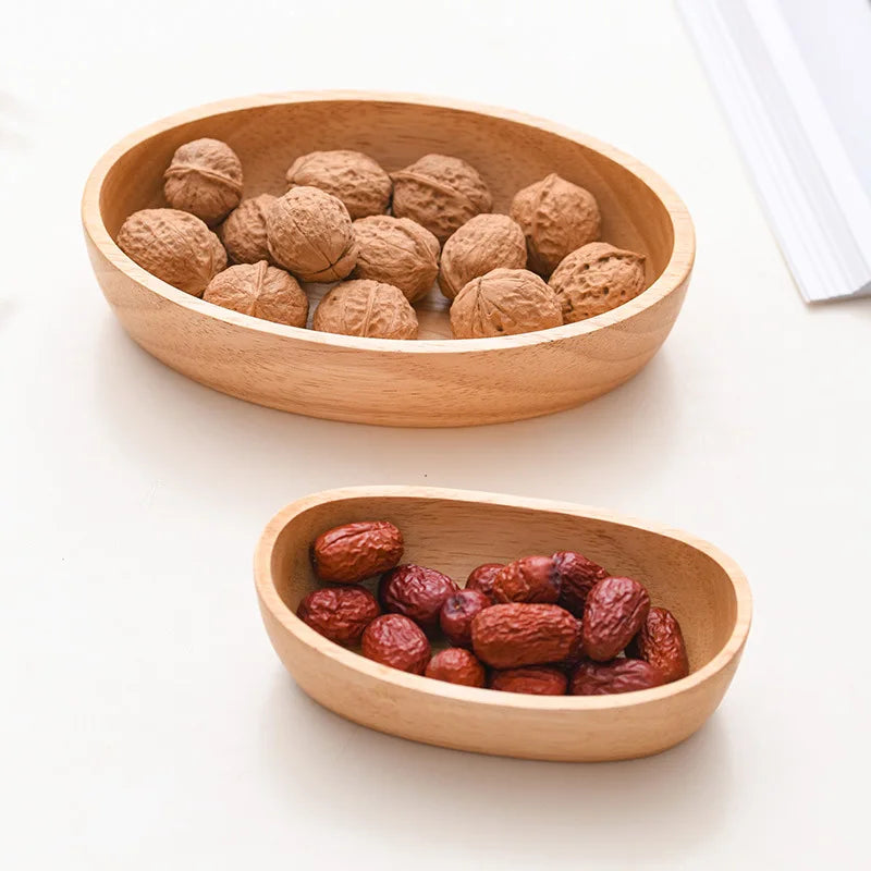 Rubber wooden boat-shaped bowl creative wood salad fruit vintage nut dim sum storage plate home kitchen utensils