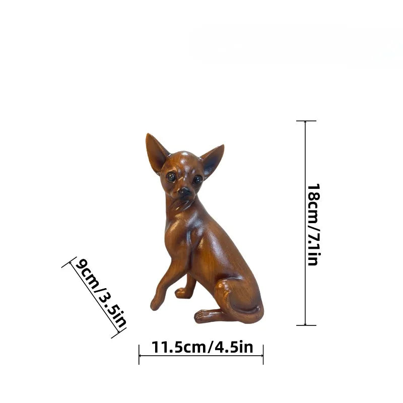 Modern simple animal ornaments office desktop figurine resin craft home soft decoration porch decorations - chihuahua