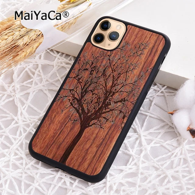 Maiyaca natural bamboo wood phone case cover for iphone 17 air 16 15 plus 11 12 13 14 pro max shell coque - 009