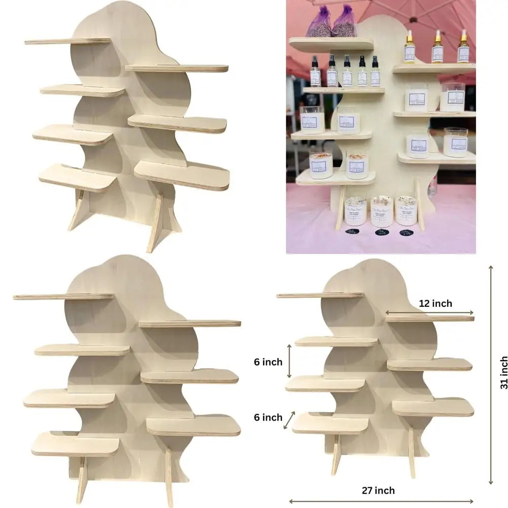 Collapsible 31 natural wood retail display shelf for vendor booths ideal candles and mugs - united states / b0cn56tjrl