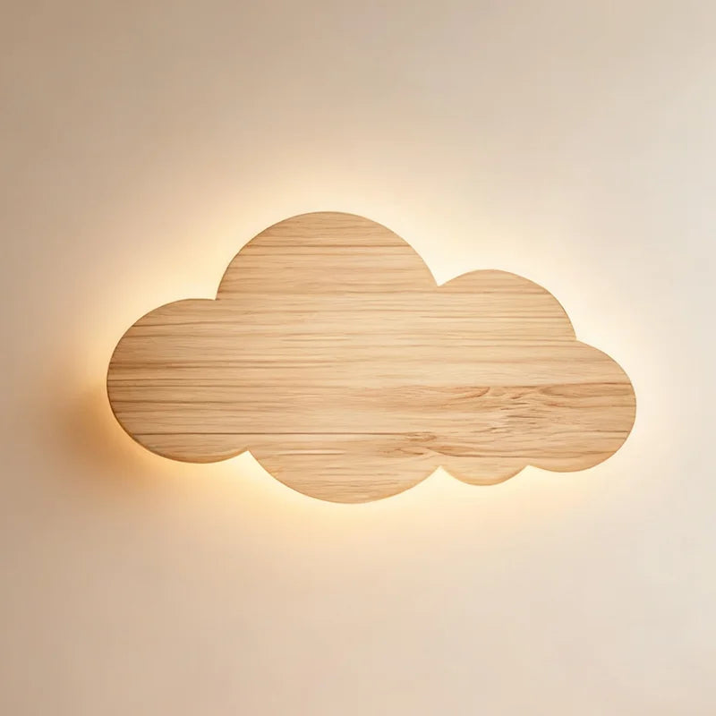 Modern led wall light creative wood cloud dimmable lights decor bedroom eye protection energy-saving bedside lamps