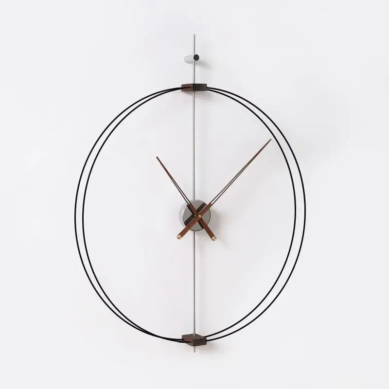 Spanish minimalist wall clock creative luxury living room art clocks solid wood pointer large silent movement - silver