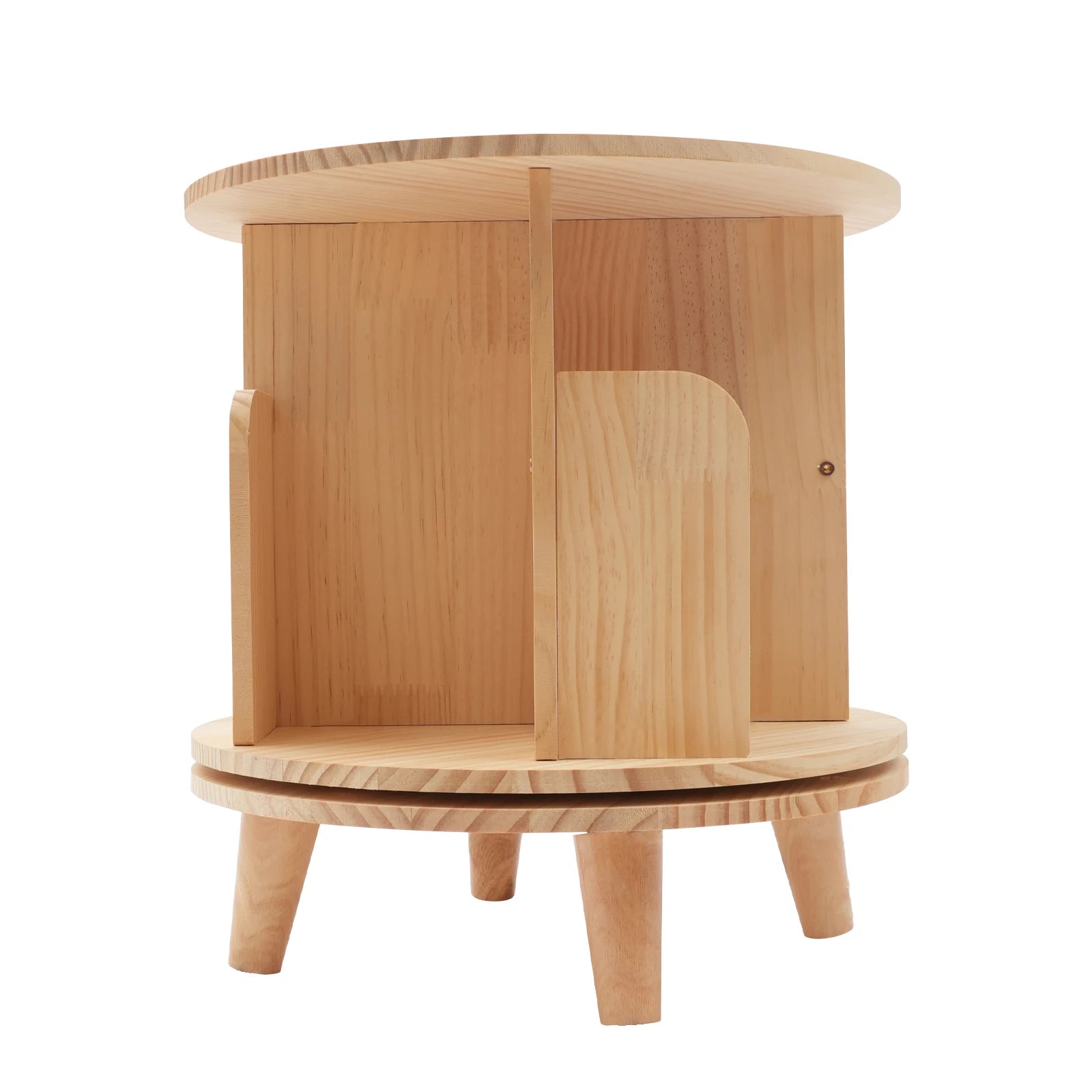 Versatile 360° free-standing wooden bookshelf organizer - space-efficient corner storage & display rack for books