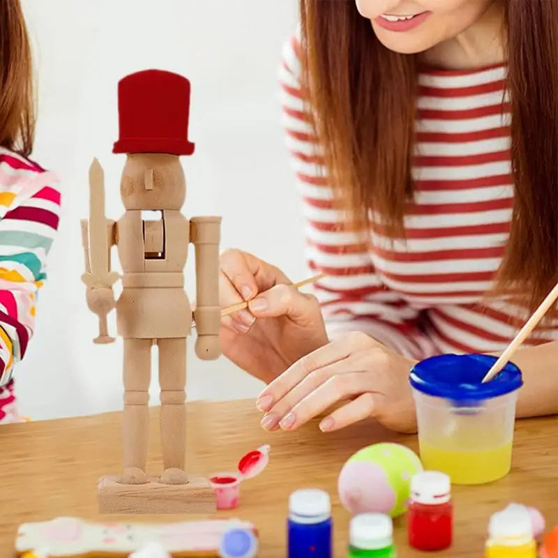 Wooden nutcracker unpainted paint your own figures wood unfinished with kit for kids adults all ages - decorative