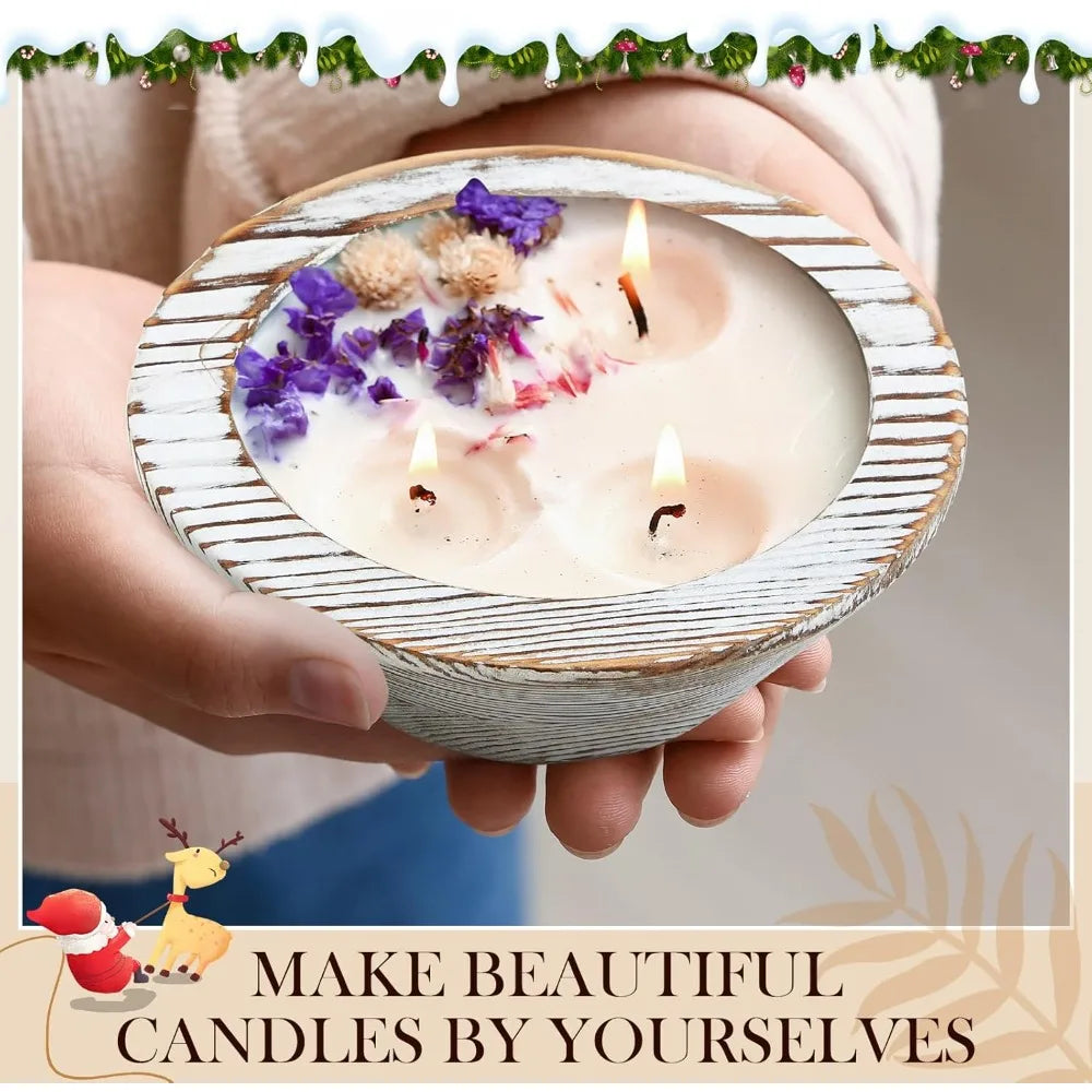 Wooden dough bowls set of 10 for candle making passover vintage round carved wood ideal diy crafts home decoration