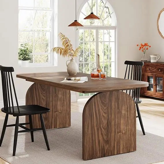 63-inch rectangular dining table for 4 person farmhouse kitchen dinner with wood laminated board tabletop roo - united