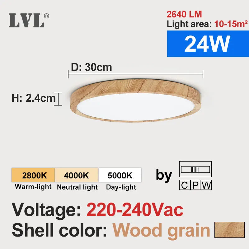 Modern led ceiling light wood grain golden one with 3 colors home lighing kitchen bedroom bathroom surface lamp