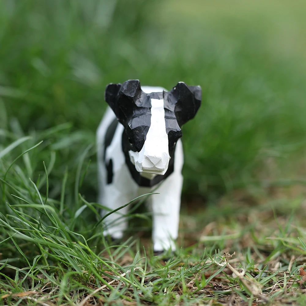 Handcrafted wood carving home decorations desk accessories room decor handmade cow statue hand-carved realistic - cow