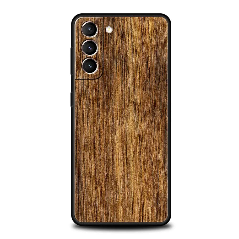 Carved wood case for samsung galaxy s22 s21 s20 ultra fe 5g s24 s9 s10 plus s23 s10e silicone phone cover shell black
