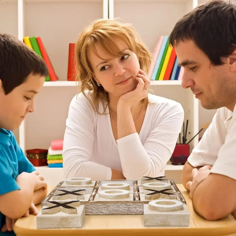 Jevergn 12.6 large wooden tic tac toe game rustic coffee table wood farmhouse board decor family games fo - united