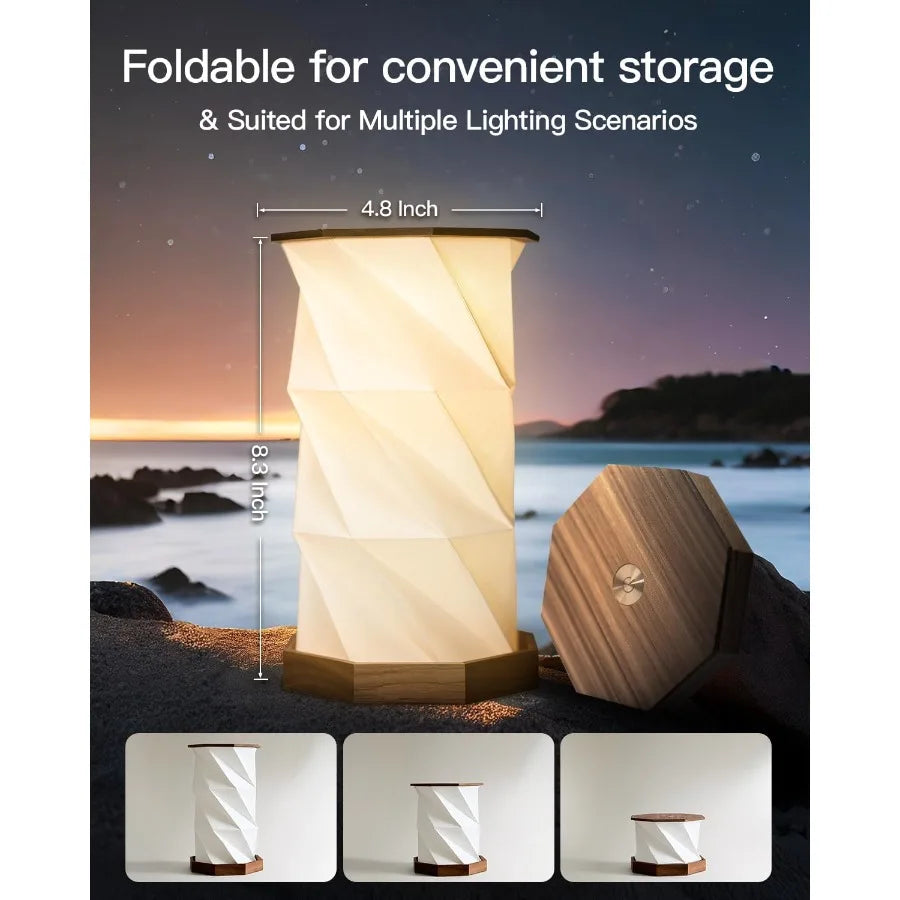 Rechargeable portable table lamp small cordless desk led stepless dimmable night lights bedside foldable paper for ho