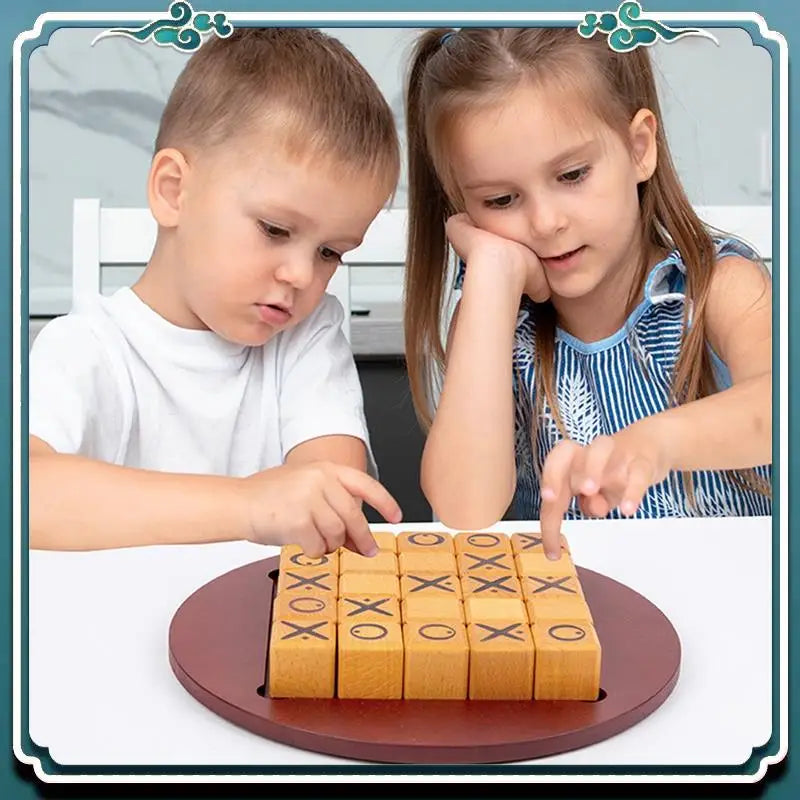 Reliable xo chess board wooden mini tic-tac-toe game desktop board-games interactive educational montessori-toys