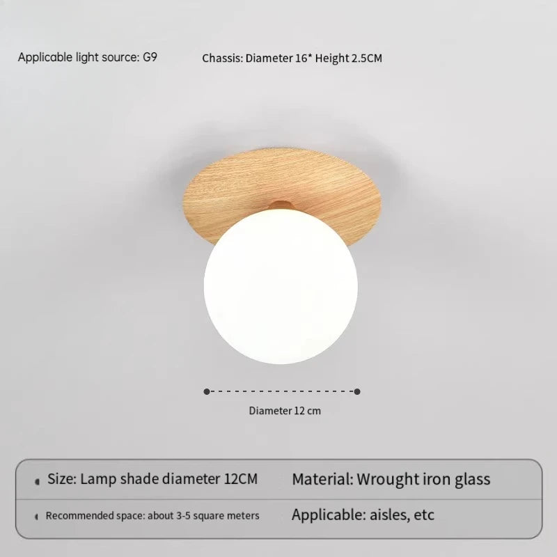 Creative wood grain ball corridor lamps glass luxury ceiling light new simple entryway balcony aisle - b2