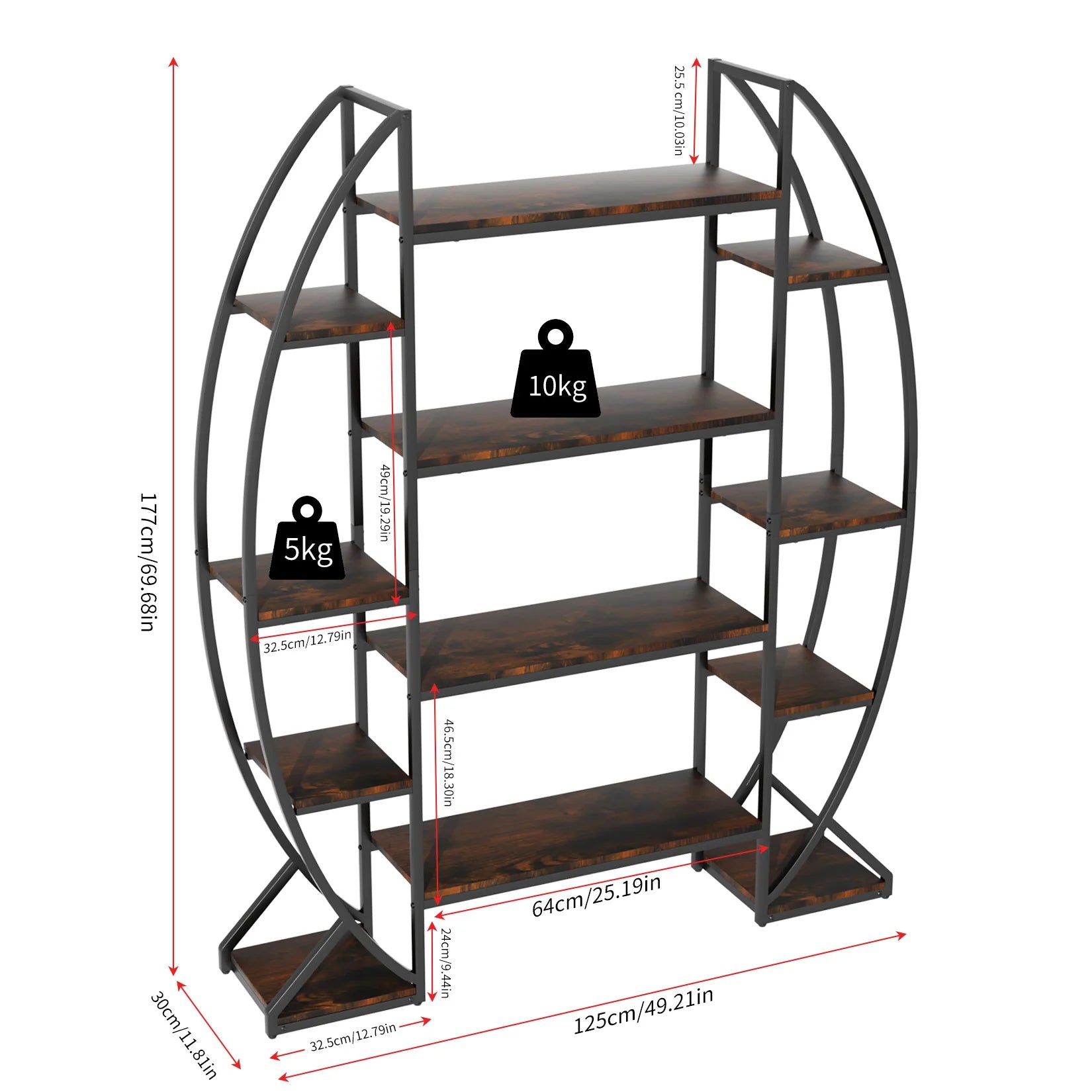 Large 5 tier metal wooden plant stand flower display shelf living room bookshelf