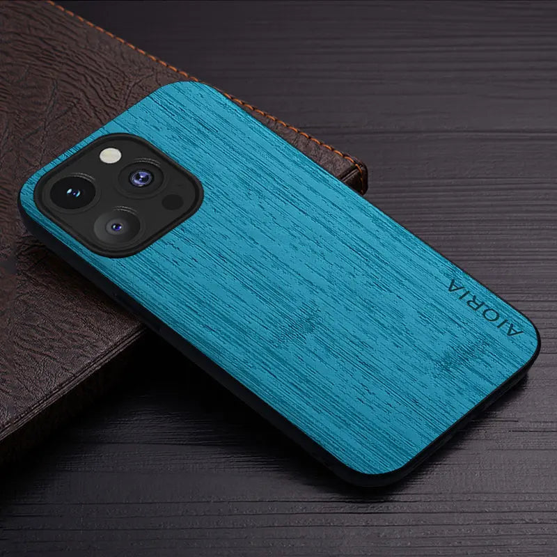 Case for iphone 15 16 14 13 12 11 pro max mini xr x xs plus funda bamboo wood pattern leather cover luxury coque case