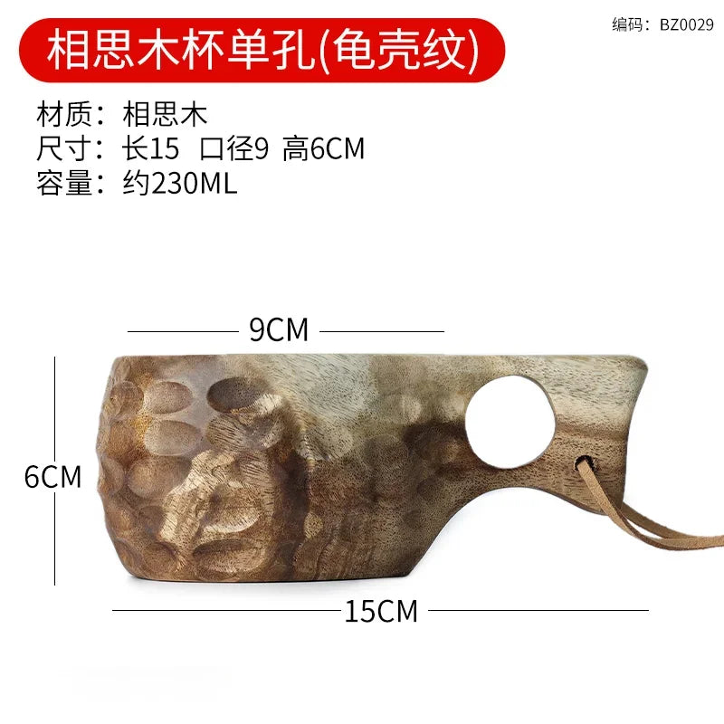 Wooden finland mug creative outdoor camping travel cup nordic style handmade milk coffee bar beer mugs - a6 230ml