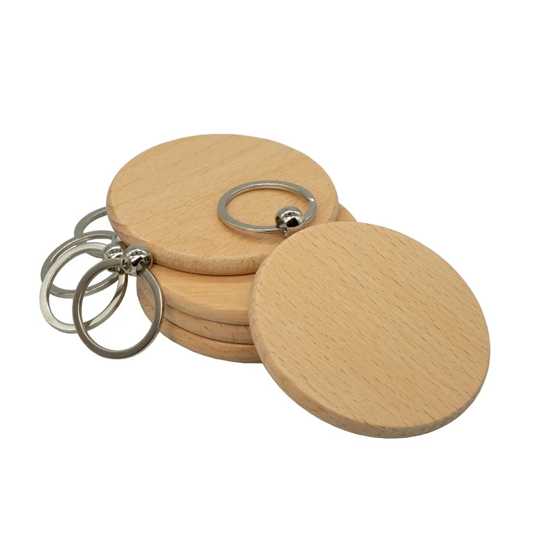 100 pieces round wood keychain blanks diy wooden unfinished key ring - 100pcs - chain