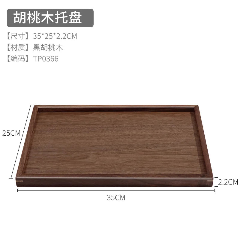 Scandinavian black walnut wood tray rectangular household tea fruit plate high value dinner - tp0366
