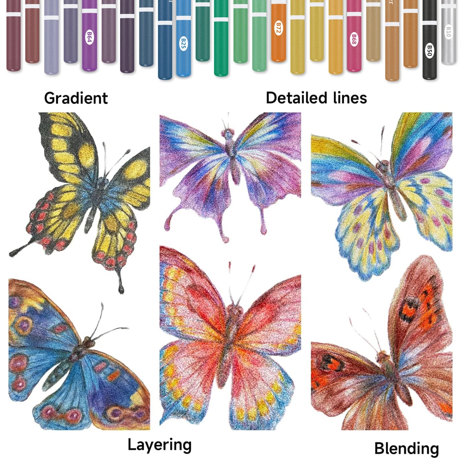 72 metallic colored pencils soft core coloring with vibrant color ideal for artists drawing blending sketching - united