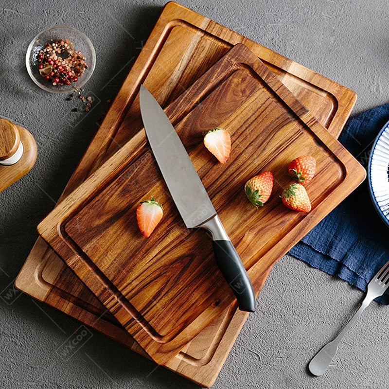 Wxcoo wooden cutting boards chopping blocks butcher block cheese fruit board meat for kitchen tools