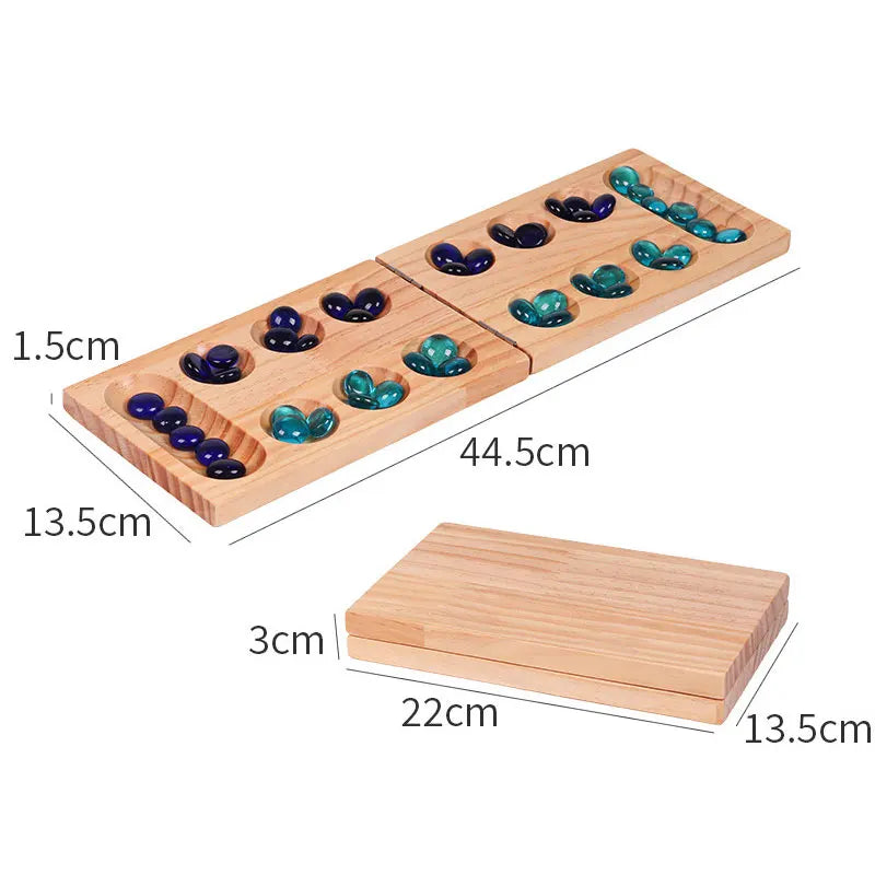 1set foldable mancala board game - fun classic table with wooden for adults & kids