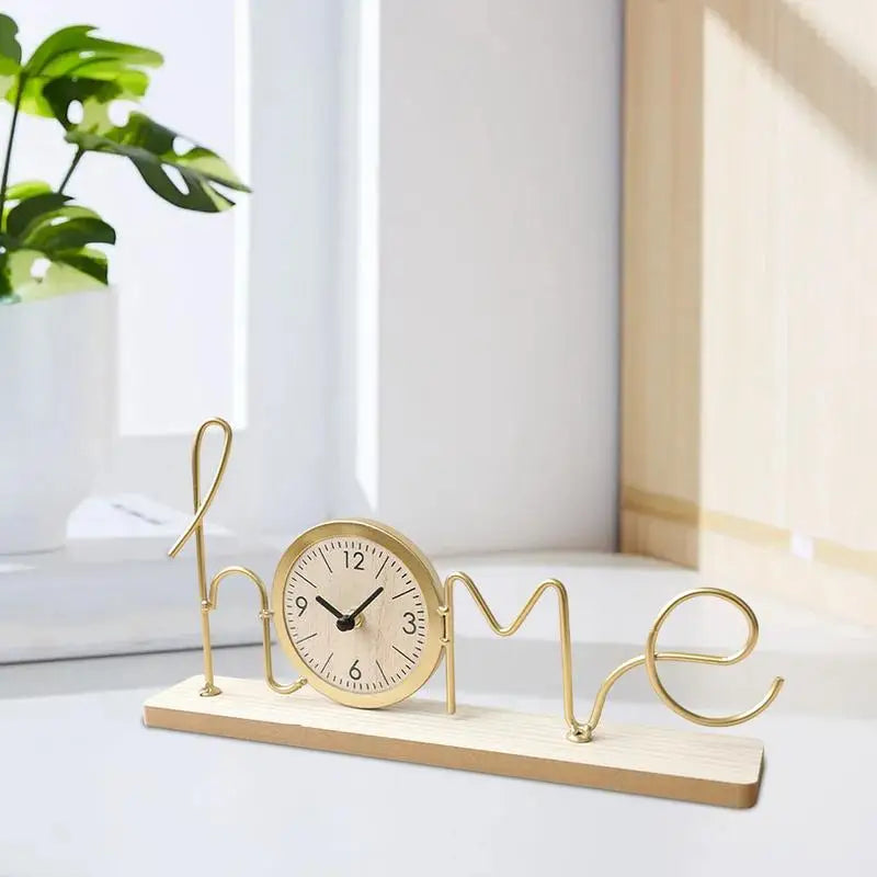 Table clock battery operated living room entrance mute desk abstract art ornaments modern luxury desktop decoration