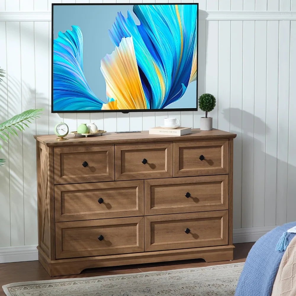 7 drawer dressers farmhouse dresser chest of for bedroom modern wood with charging station dr