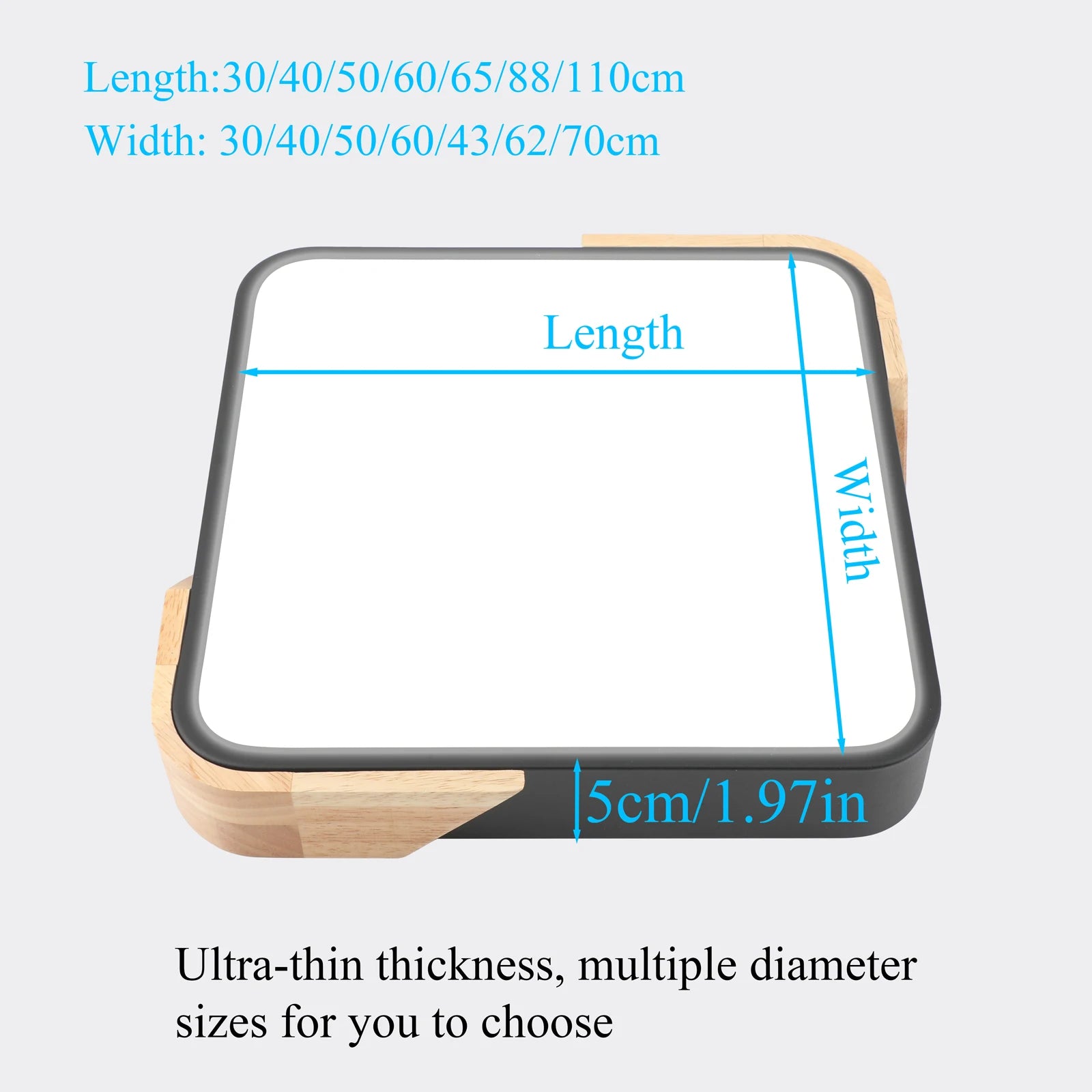 Square led ceiling light 18w modern ultra-thin wooden lamp indoor bedroom living room lighting fixture surface mount