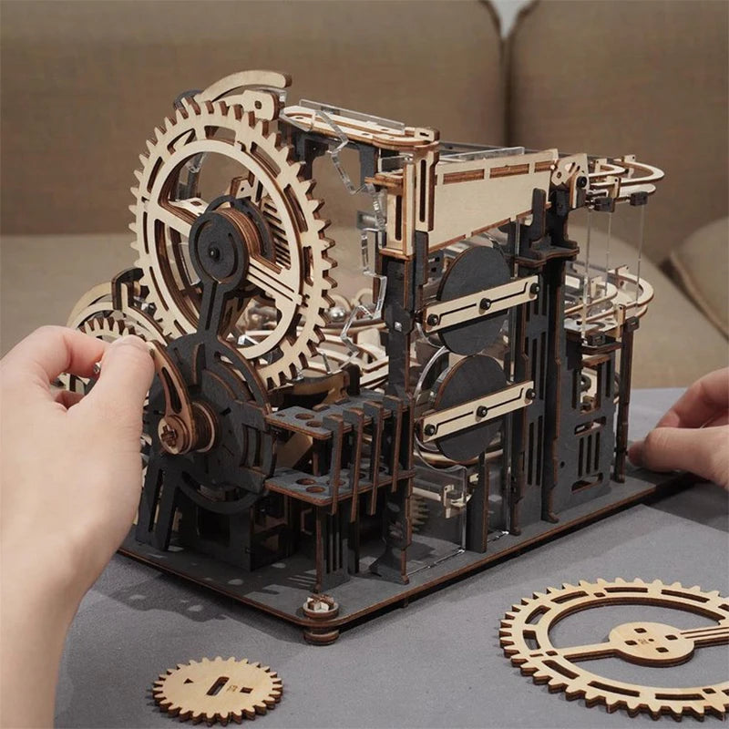 Robotime rokr marble run set 5 kinds 3d wooden puzzle diy model building block kits assembly toy gift for teens adult