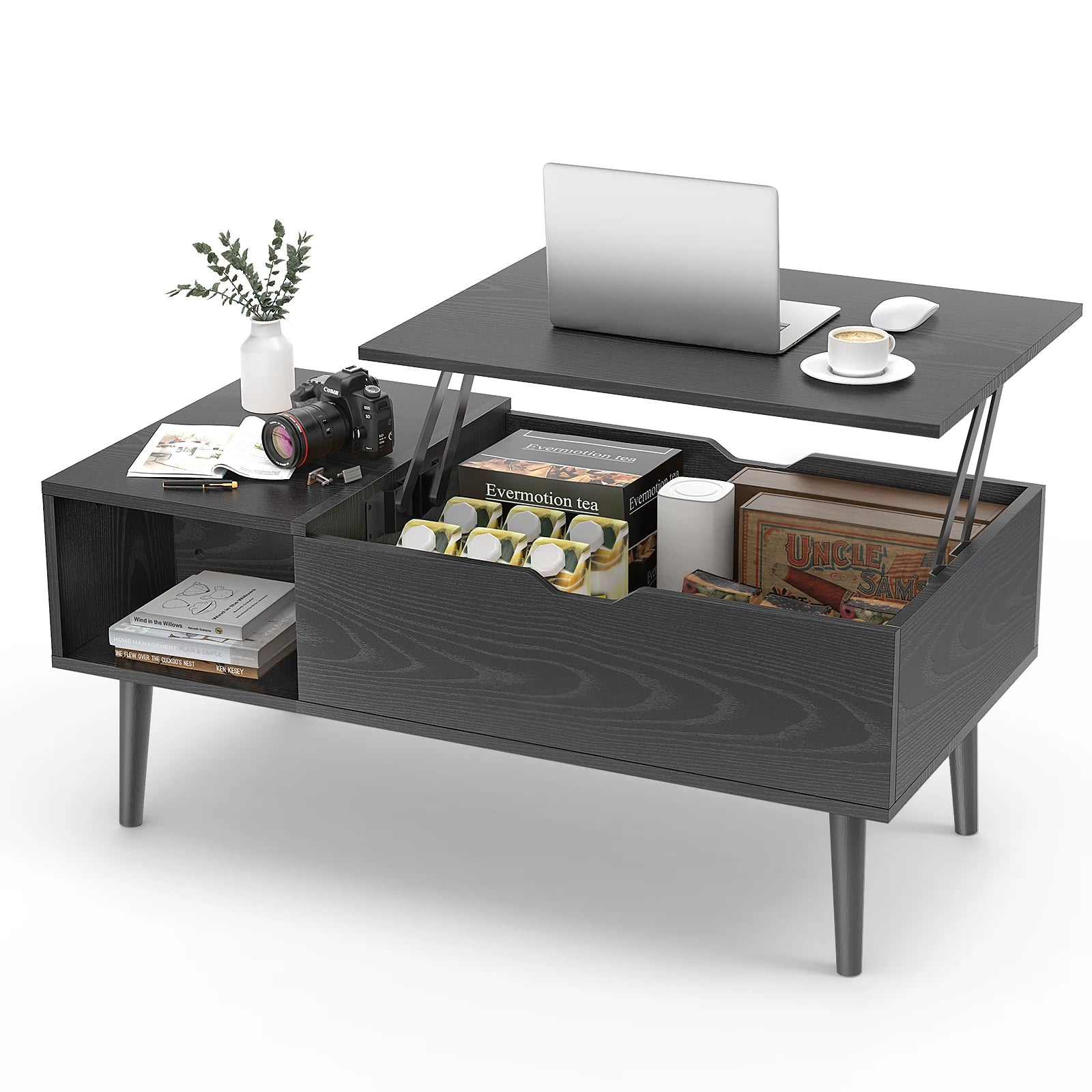 Jhk lift top coffee tables for living room 39.37’’x19.7’’ desk tea wood dining adjustable storage shelf easy or lower
