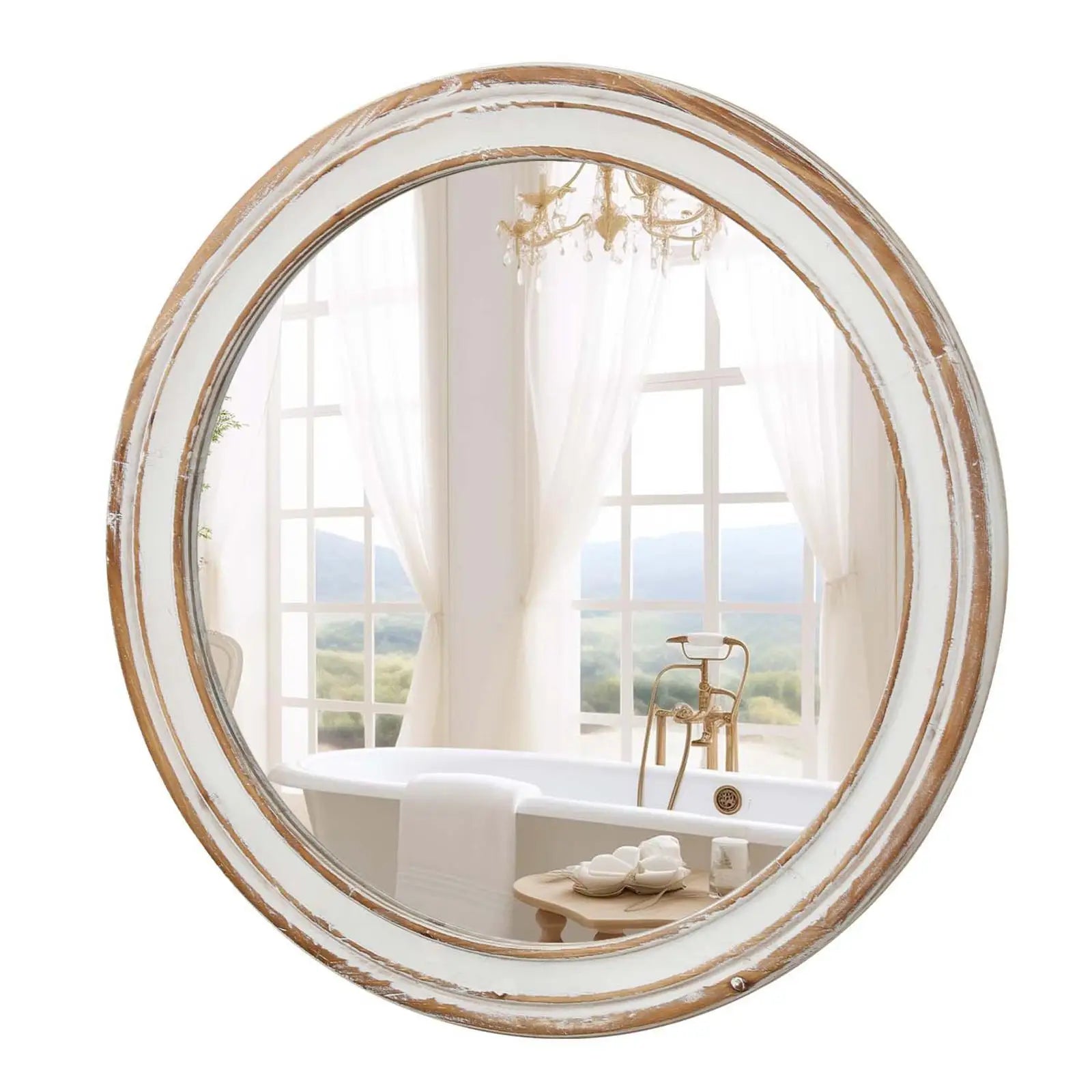 Premium 23.62’’ mirror with whitewash edge for entryway bedroom or kitchen - united states