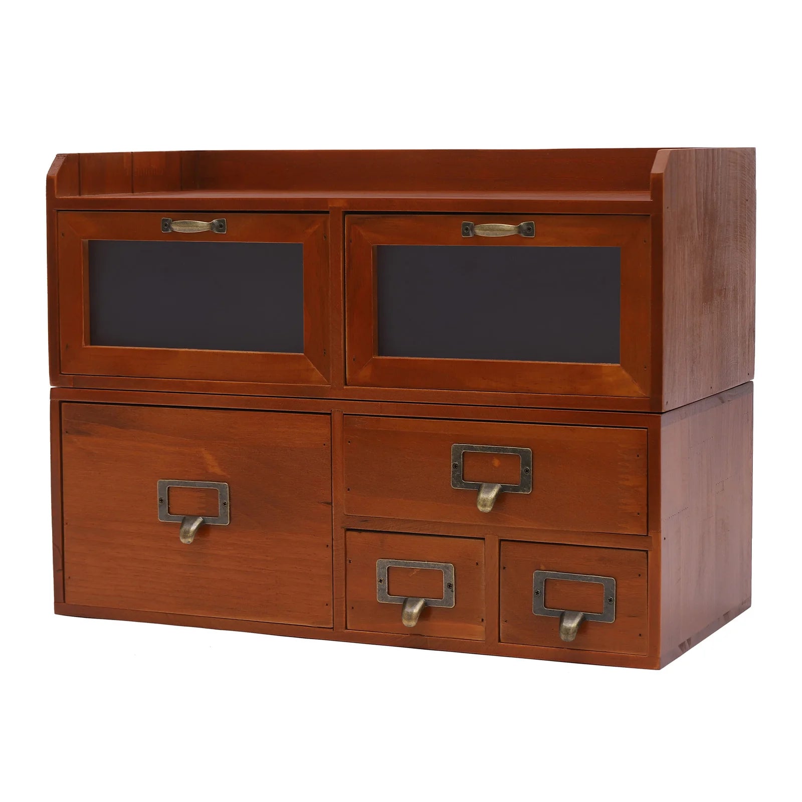 Drawer locker desktop organizing cabinet cosmetic jewelry storage box office supplies organizer chest - chocolate