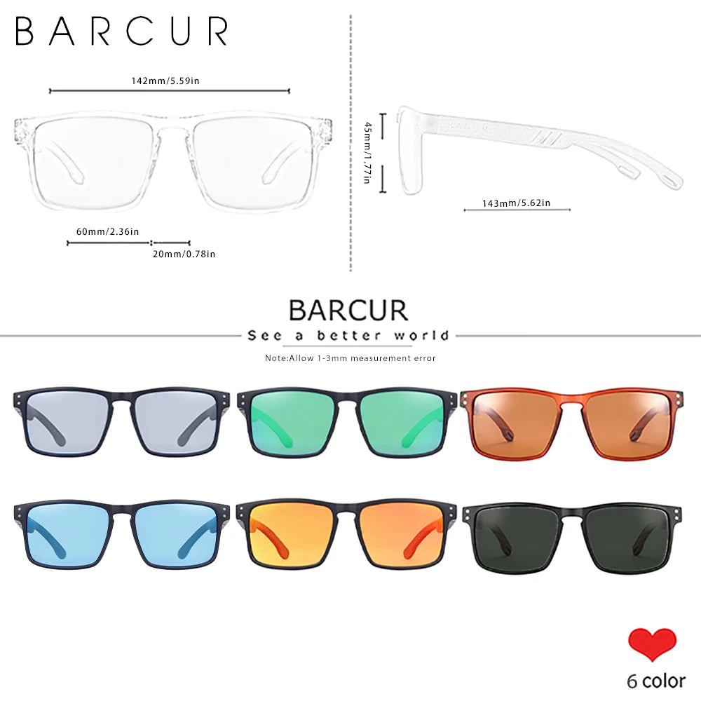 Barcur original design wooden sunglasses polarized luxury brand square sun glasses fashion light weight eyewear