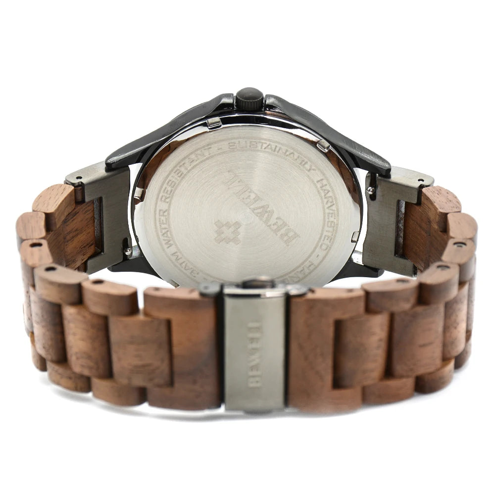 Alloy wooden watches for men slim analog quartz minimalist wrist watch - 198a