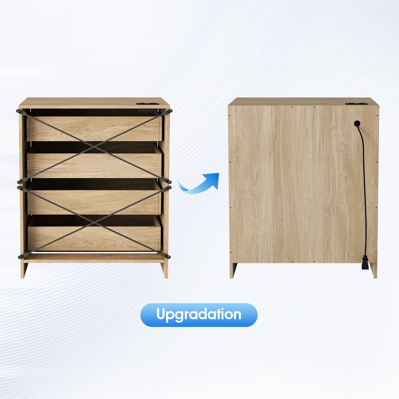 Vabches 4 drawer dresser for bedroom wood with power outlet&metal handles chest of drawers storage organizer hallway