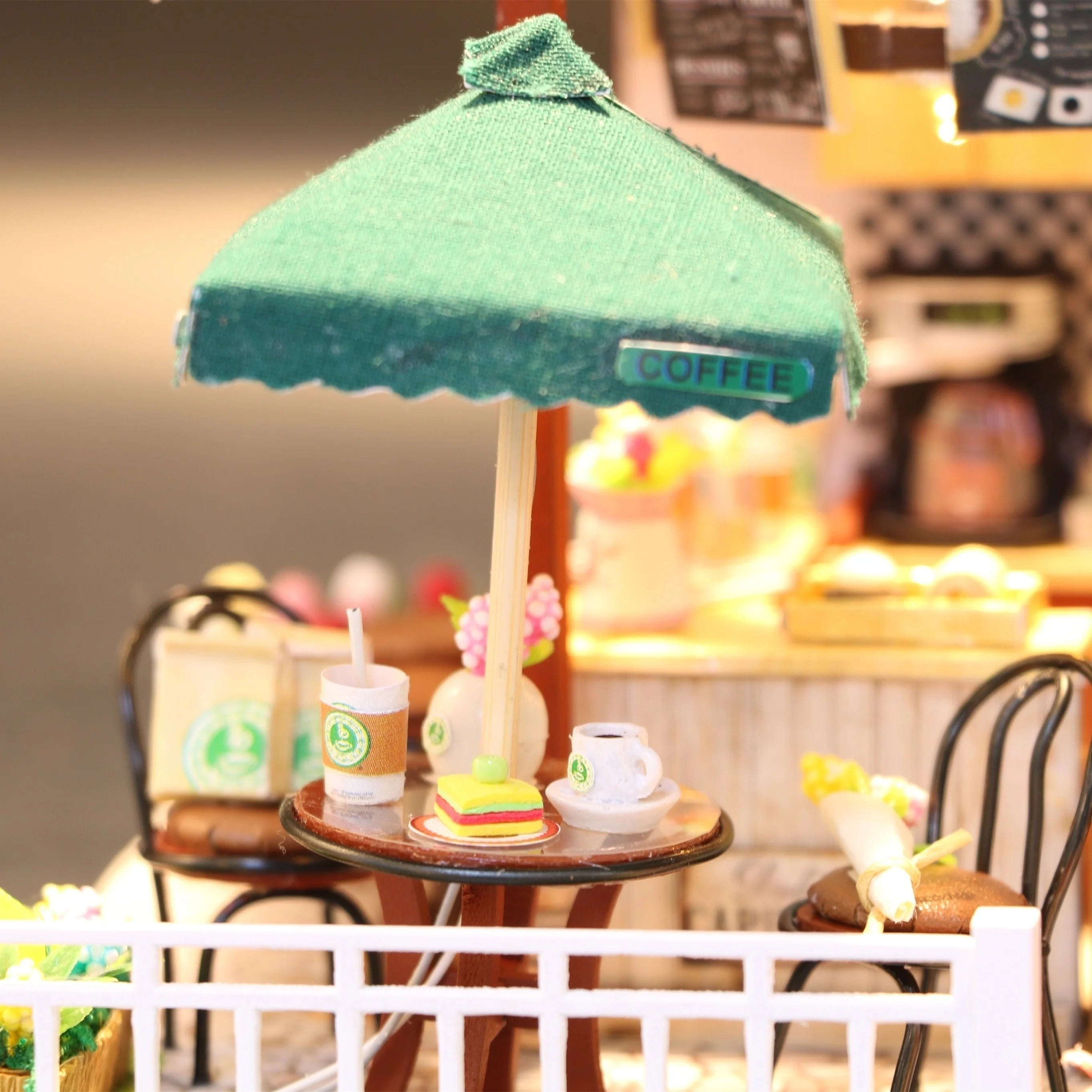 Coffee time diy miniature house creative birthday gift assembly model ornament black friday