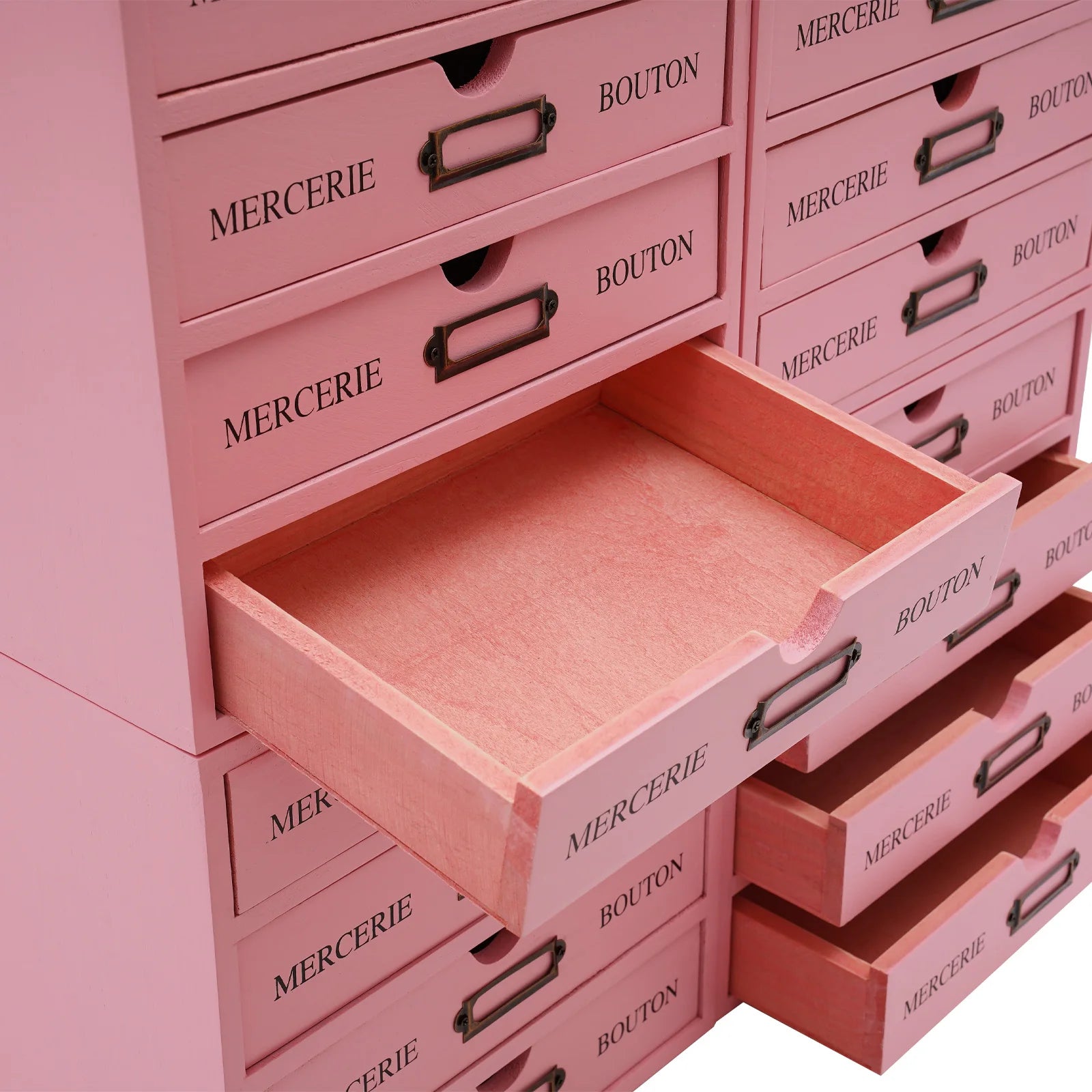 Pink 16-drawer wooden storage box 16-slot file multi level countertop drawer organizer - united states / 16-20 cells