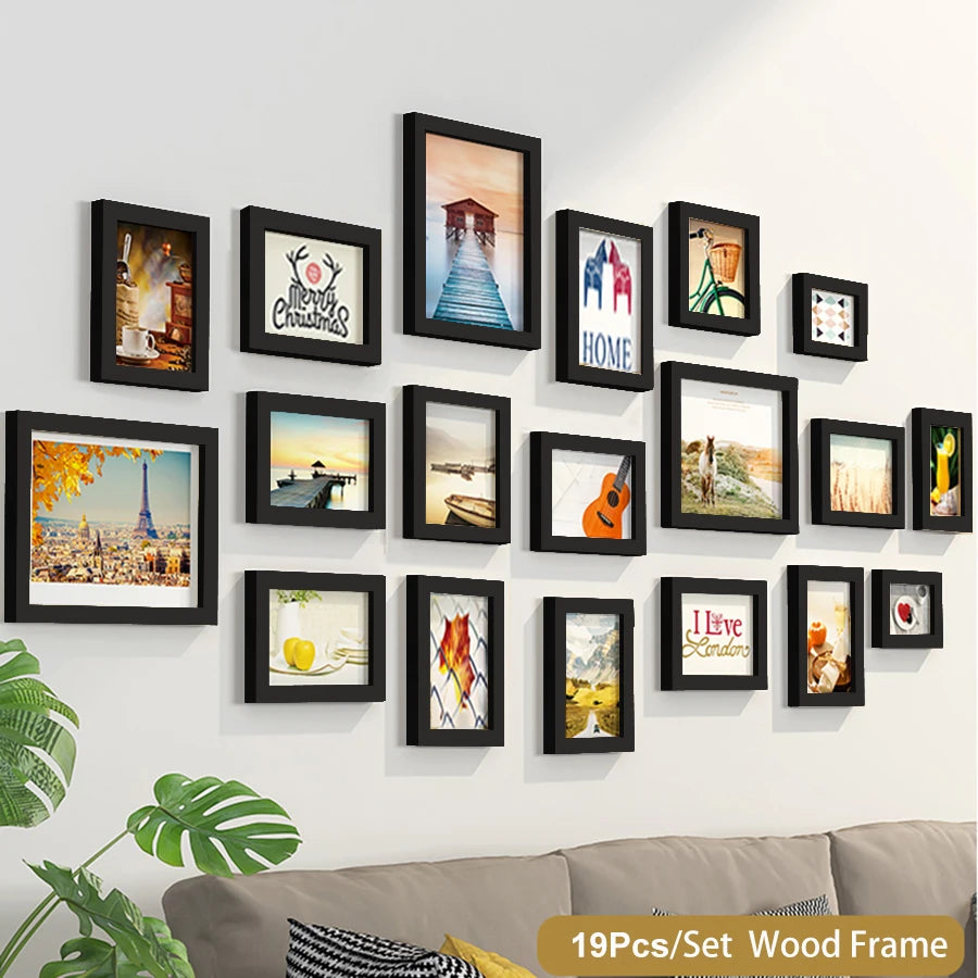 14/19pcs photo frames for pictures wall picture frame wooden hanging decor wedding party home decoration