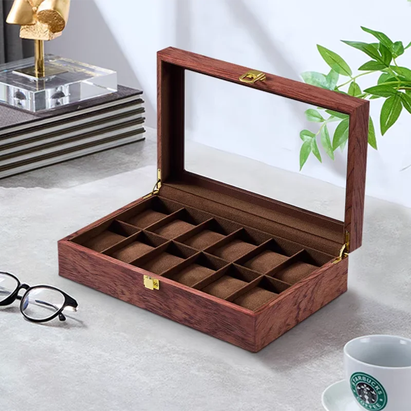 Nordic minimalism 12 slots men jewelry storage vintage wooden watch box display organizer caja almacenamiento - box