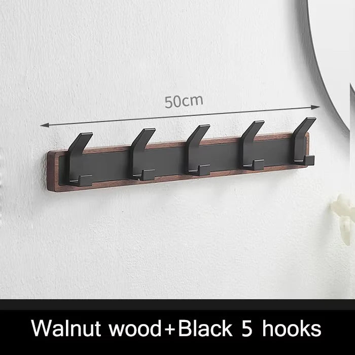 Walnut coat wall hook hanging rack for bathroom kitchen bedroom hallway hooks clothes holder - 5row hook 1